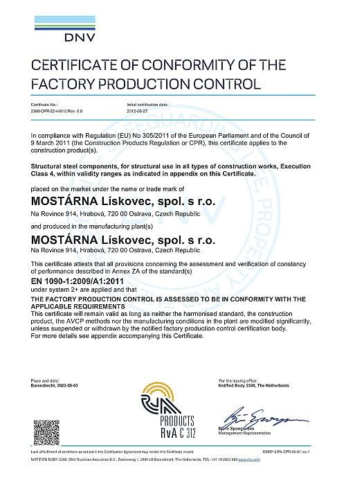 DNV Certificate EN 1090-1 EXC4